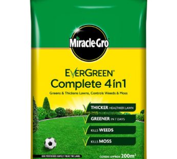 Miracle-Gro 15018 Evergreen Complete 4-in-1 Lawn Food – 200 m2, 7 kg, Lawn Food, Weed & Moss Control